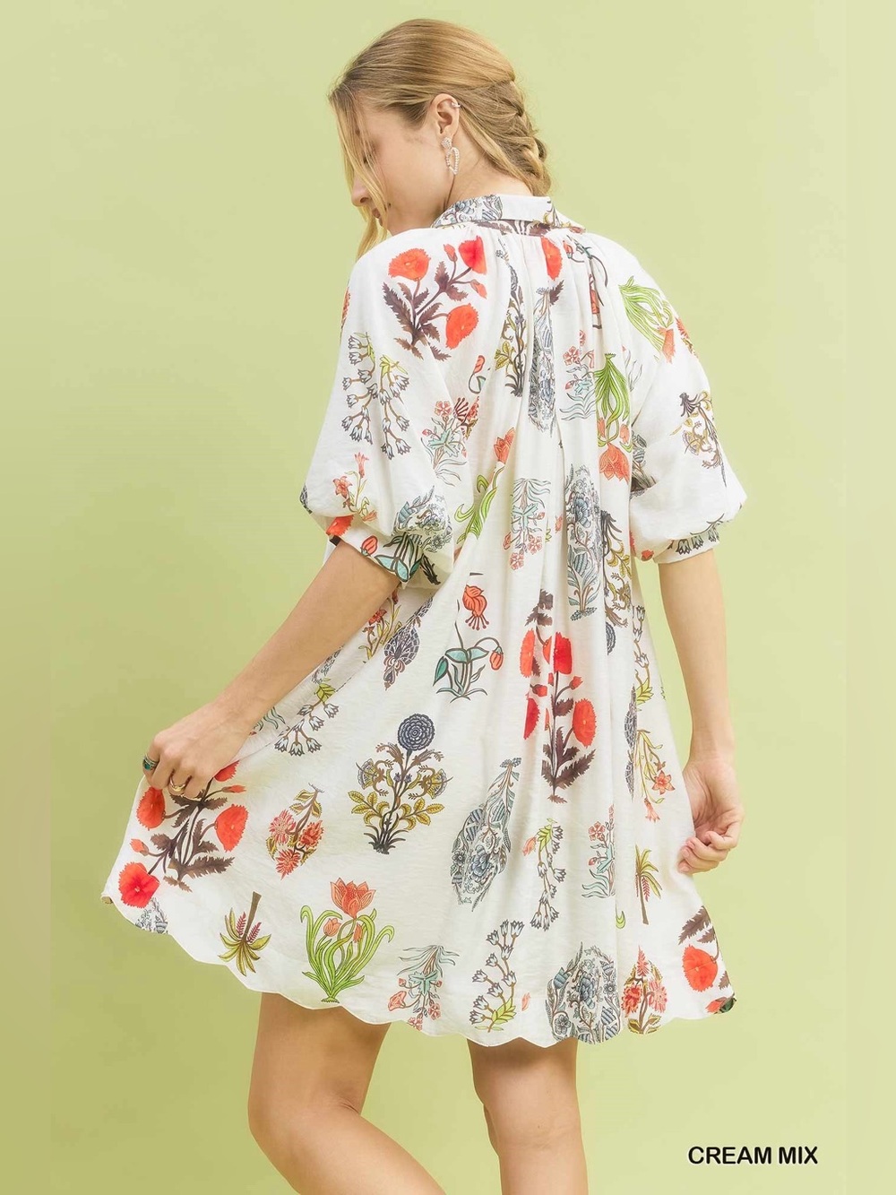 Umgee Floral Encyclopedia Print Mini Dress - Picture 3 of 7